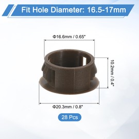 uxcell 28Pcs 17mm(11/16") Nylon Hole Plugs, Flush Type Panel Round Snap in Fastener Knockout Locking Plugs for Furniture Insert End Caps Panels, Brown