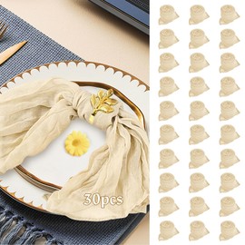 Muslin Napkins, Gauze Fabric, Beige Boho Pleated Fabric Napkins, Pleasantly Soft Fabric Napkins, Linen, Cheesecloth, Table Runner, Sage Green, 50 x 50 cm, Rustic Decorative Table Napkins for Wedding,