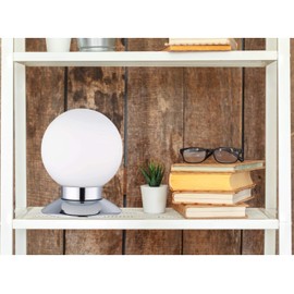 Reality Leuchten R52551906 Princess R52551906 LED Table Lamp Chrome Opal White Matte Glass Including 3 Watt LED 10 x 10 x 13 cm