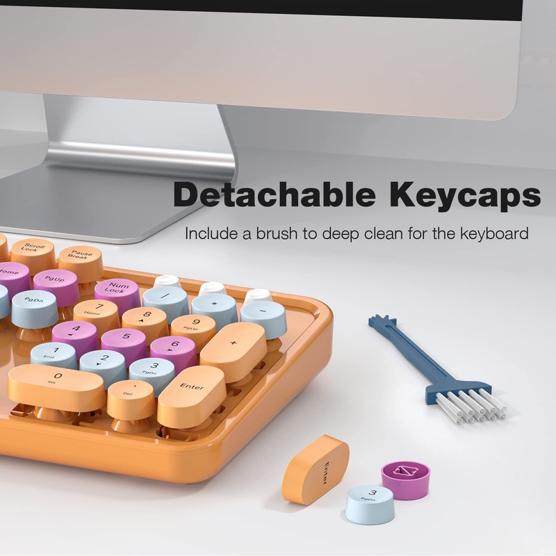 MOFII Wireless Keyboard and Mouse Combo, Retro Keyboard with Round