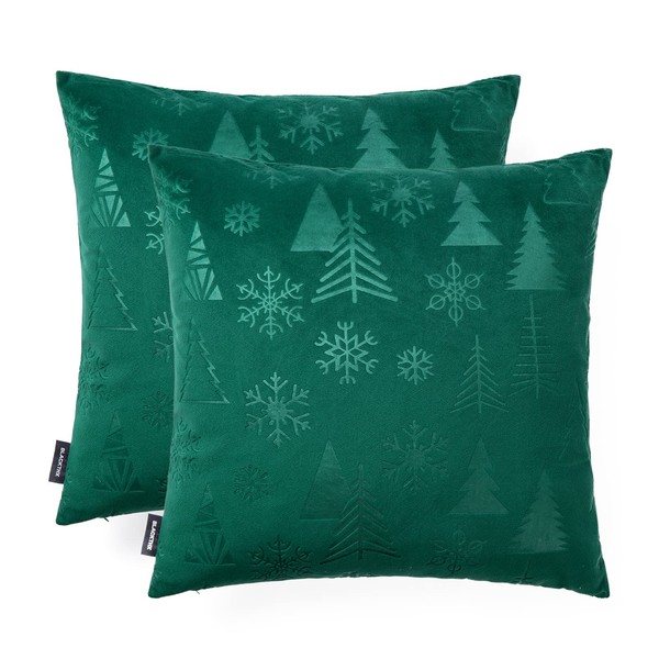 BLACKTHX Set of 2 Throw Pillow Covers, Emerald Green Velvet
