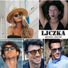 LJCZKA Classic Small Transparent Round Sunglasses Men Women Vintage Square
