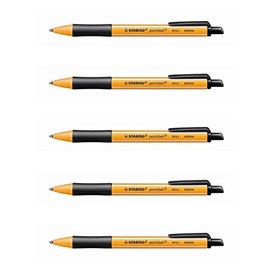 Stabilo Pointball Retractable Ballpoint Pen Line 0.5 mm Black (Pack of 5