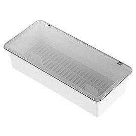 AIYoo Flatware Tray Kitchen Drawer Organizer With Lid And Drainer - Plastic Kitchen Cutlery Tray and Utensil Storage Container with Cover 12.5 Inch - Dinnerware Holder White