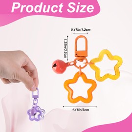 Binxus 20 Pcs Star Keychains, Cute Keychain Charms with Bells Colorful Star Keychain Clip for Car Keys, Bag Charms Key Chains, Colorful, 1.25x1.2 inches