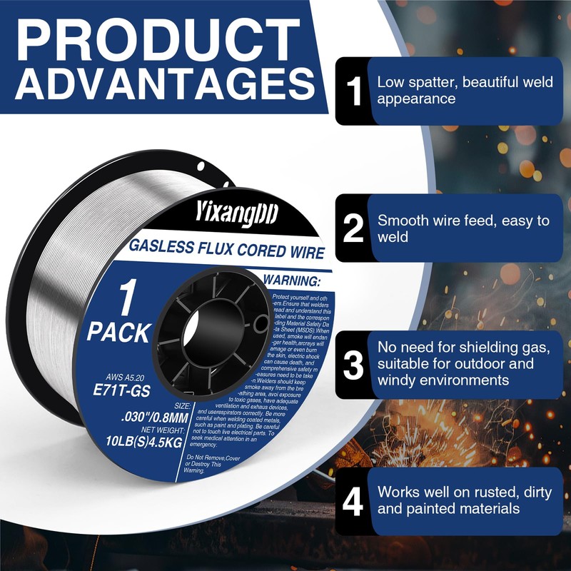 1-Pack 0.030" Flux Core Welding Wire, E71T-GS Low Splatter Gasless