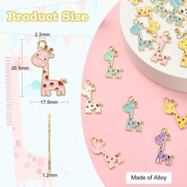 DanLingJewelry 30pcs 6 Color Giraffe Charms Enamel African Animal Dangle Cute Animal Charms for DIY Jewelry Making