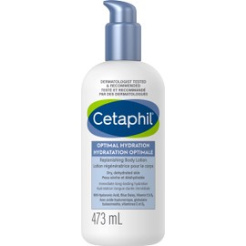 Cetaphil Optimal Hydration Replenishing Body Lotion for Sensitive, Dry and Dehydrated Skin – 48hr Hydration – With Hyaluronic Acid, Vitamin E & Vitamin B5 – Dermatologist Recommended, 473ml