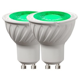 LIDESENMO 2-Pack LED Landscape Light 5W GU10 Red Green Blue Orange LED Spotlight Bulbs MR16 Coloured Spot Light Bulb for Wall Washer, Landscape Lighting, Decorative Lighting, Mood Lighting (Green)