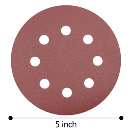 100 Pieces 5 Inch 8 Holes Sandpaper Set, VIBRATITE 180 Grits Dustless Hook and Loop Sanding Disc for Random Orbital Sander Paper, Wood Furniture Finishing, Metal Grinding