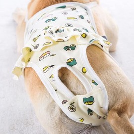 EONANT Cotton Hygiene Panties for Dogs, Reusable Pet Hygiene Panties with Adjustable Straps, Pet Physiological Pants Nappies, Puppies, French Bulldog, Poodle (Yellow, L)