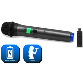 Professional UHF Wireless Handheld Microphone w/USB Powered Receiver, Battery Powered, Portable, UHF Highband Frequency, USB Female Jack for Karaoke, Voice Amplifier, PA System, Singing