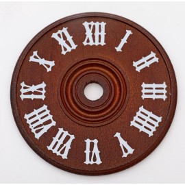 Black Forest Wood Cuckoo Clock Dial 2 3/8" 60 mm Diameter Brown Silk Screen White Numerals