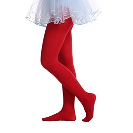 EVERSWE Girls Semi Opaque Footed Tights, Microfiber Tights (2-4, Red)