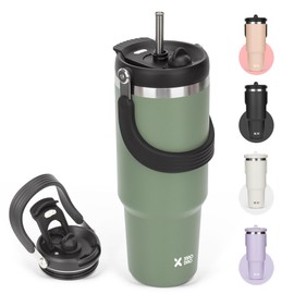 SKIASE Tumbler with Straw, 30.5 fl oz (900 ml), Large Capacity, Water Bottle, Vacuum Insulated, Hot or Cold Insulated, Stainless Steel Bottle, Wide Mouth, Direct Drinking, Lid Included, Outdoors,