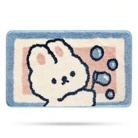 Molesun Rabbit Bathroom Mat, Extra Soft and Absorbent Cute Bath Rugs, Machine Wash Dry, Animal Non-Slip Carpet Mat for Tub, Shower, and Bath Room, 16" x 24"
