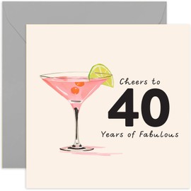Old English Co. Fabulous 40th Birthday Card for Women - Fortieth Birthday Card for Her - Special Age Birthday Card for Daughter, Sister, Mum - Fun Cocktail Alcohol Drink | Blank Inside