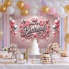 HOMETITUTE Happy Birthday Backdrop Banner Sign Elegant Pink And Silver