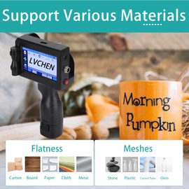 LVCHEN Handheld Inkjet Printer Gun with 4.3 Inch LED Touch Screen Portable Intelligent Upgraded Printer with 12.7mm Black Cartridge for Batch Number Barcode Text Logo QR Code