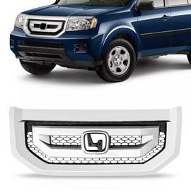 Partsflow Front Bumper Grill Upper Grille With Chrome Compatible With Honda Pilot 2009 2010 2011 HO1200200 75103SZAA01ZA
