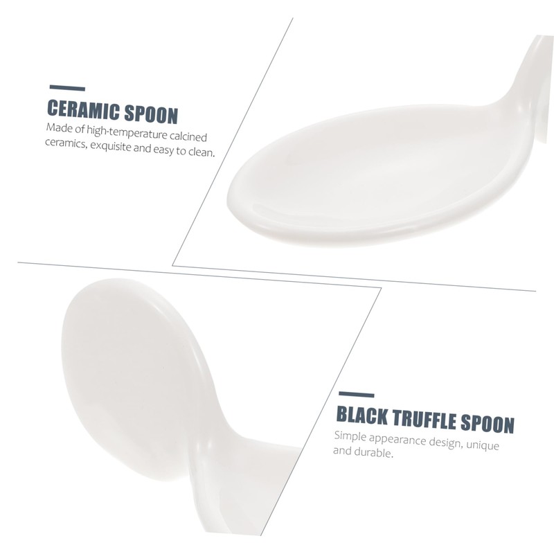 Mikinona 1Pc Ceramic Spoon Rest for Caviar Sauces Elegant Black