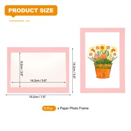 sourcing map 4 x 6 Cardboard Picture Frame, 6pcs Pink with Texture Photo Wall Display Paper Frame with Clear Film for Children's Drawing Artwork Display Gallery Wall Frame Exhibition