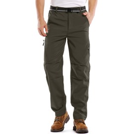 Jessie Kidden Mens Hiking Pants Water Repellent Outdoor Snow Ski Fishing Camping Walking Fleece Lined Insulated Winter Pants (6070 Earth tone 38)