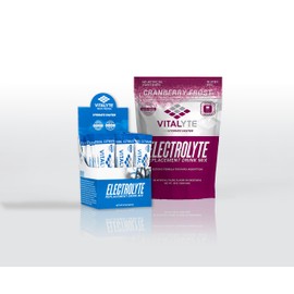 Vitalyte Electrolyte Powder Drink Mix Combo, 1 Standup Pouch + 25 Count Packet, Gluten Free Post Workout Powder Drink Mix (Combo, CoolCitrus-Cranberry)