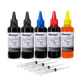 Aomya Compatible Ink Refill Kit for HP 61 60 62 63 950 951 564 920 901 Inkjet Printer Cartridges Refillable Cartridge CIS CISS System (5x100ml 2 Black, 1 Cyan, 1 Magenta, 1 Yellow)