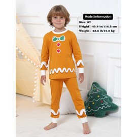 A&J DESIGN Kids Gingerbread Man Pajamas Girls Gingy Pjs Ginger Bread Shirt Toddler Boys Christmas Outfit 4T