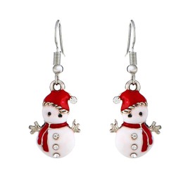 Miaija Christmas Snowman Earrings Red White Diamond Durable and Useful Women Alloy Earrings Christmas Thanksgiving Jewelry Gift for Girls Kids