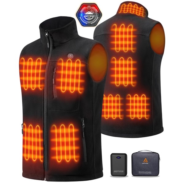 GOTOBI Fleece Heated Vest for Men with 16000mAh 7.4V Battery,