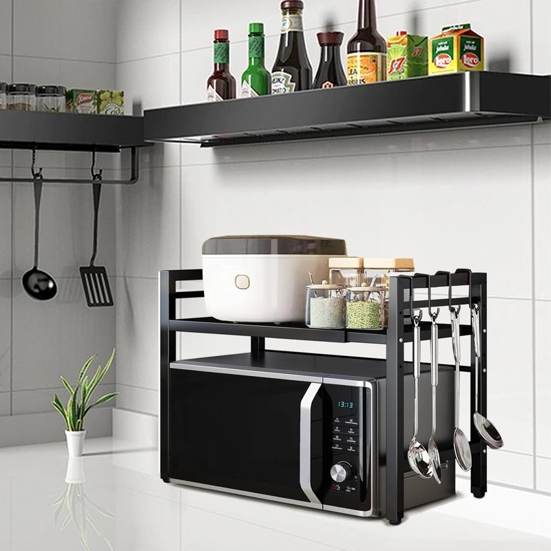 Vautrezon Microwave Oven Rack Expandable Countertop Heavy Duty Microwave Shelf