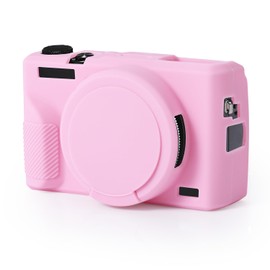 Camera Case Compatible with Canon G7X Mark iii, Pink Soft Silicone Camera Protective Cover Skin with Detachable Lens cap Scratch Resistant Camera Accessories for Canon G7X Mark III