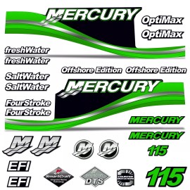 AMR Racing Mercury 115 Four 4 Stroke Decal Kit Outboard Engine Graphic Motor Stickers GREEN