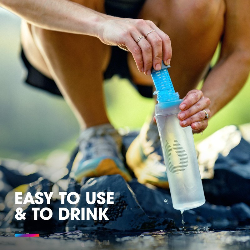 HydraPak UltraFlask+ 500ml - Filtered, Compressible Soft Flask Water Bottle