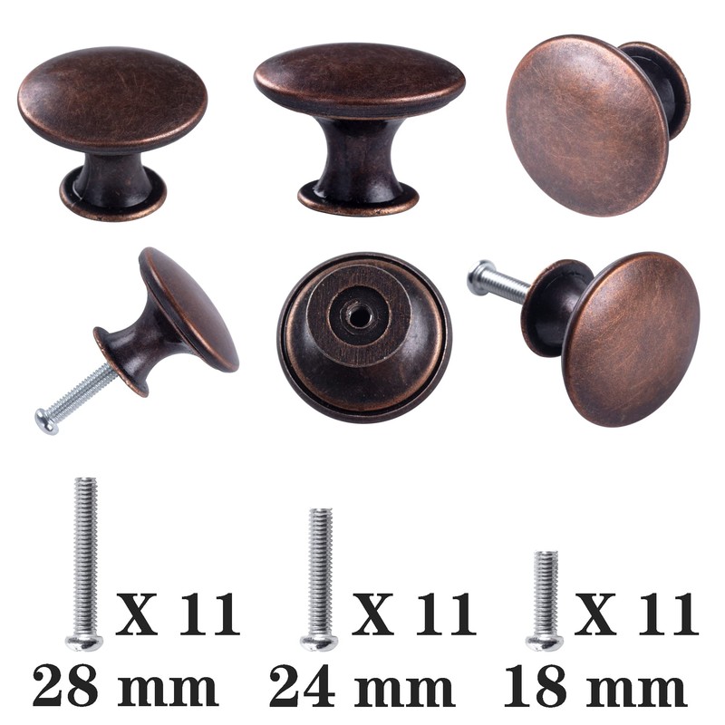 hugolem 10 Pack Red Bronze Round Antique Brass Kitchen Cabinet