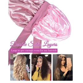 COOLCHI Satin Bonnet Silk Bonnet for Sleeping Women Double Layers Soft Lined Hair Bonnets with Elastic Tie Band Night Cap for Women Girls