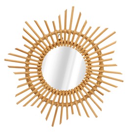 Okuyonic Espejos de Mimbre Decorativos Espejo Estético de Mimbre Simple Duradero para Pasillo