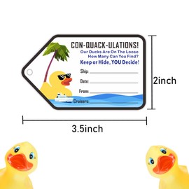 Duck Tags - 35 Pack, 2.2 x 3.5 Inches, Rubber Duck Tag with Hole and 35 Rubber Bands
