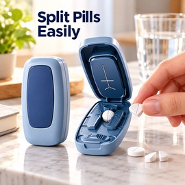 Portable Pill Splitter – Tablet Cutter for Half, Third & Quarter Divisions, Compact Medication Divider
