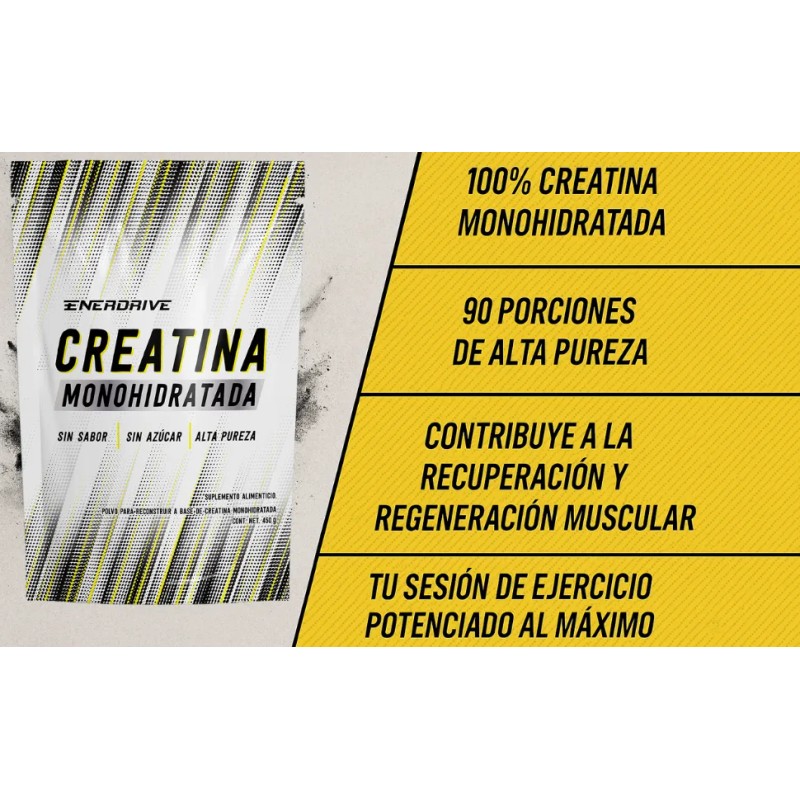 Creatina Monohidratada Enerdrive, Alta Pureza, 450g