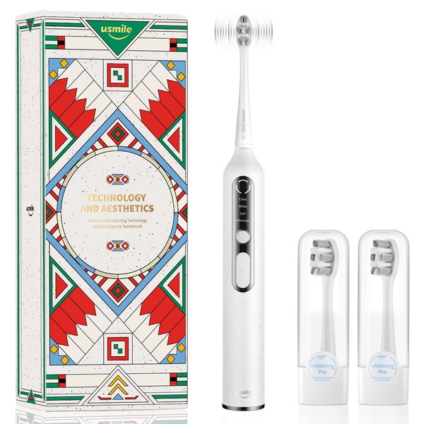 usmile Electric Toothbrush, Sonic Electric Toothbrush with Smart 3D Display, 4 Modes and 3 Intensities, Built-in Timer, U3 White