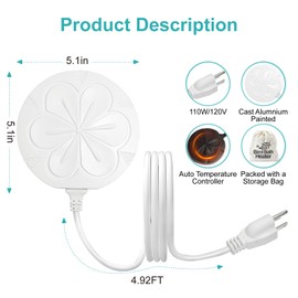 Poffattr 110W Bird Bath Heater for Outdoors in Winter, Submergible Cast Aluminum Chicken Water Heater with Thermostatically Controlled Bird Bath Deicer Pond Deicer for Livestock