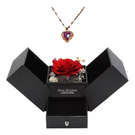 generic Collar De Corazón De San Valentín Regalo De Flor Eterna