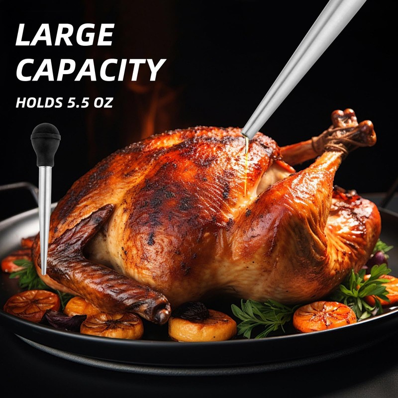 Nexlynk Stainless Steel Turkey Baster Commercial Grade Rubber Bulb