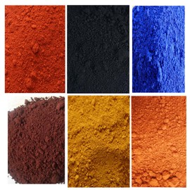 Cosmetics Grade, Iron Oxide Powder 6 Pack,Concrete Pigment, Mortar,Black Oxide, Yellow red Blue Orange & Brown 25g of Each Color