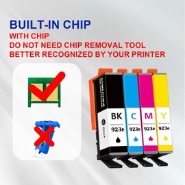 923e Ink Cartridge (with Chip) Combo Pack Compatible for HP 923e 923 Black Cyan Yellow Magenta Ink Cartridge Set for OfficeJet Pro 8135e 8135 e 8139e 8139e 8138e 8122e Printer (High Yield)