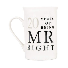 Haysoms Ivory 20th Anniversary Mr Right & Mrs Always Right Ceramic Mugs Gift Set Thoughtful and Unique Gift Idea Dishwasher and Microwave Safe