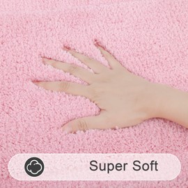 SHACOS Super Soft Bathroom Rugs Set of 2 Pieces 20x32 + 16x24 inch Non Slip Bath Rugs Microfiber Washable Absorbent Bath Mats Plush Bathroom Carpet, Pink